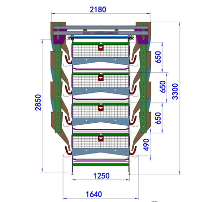 Breeding Battery Chicken Cage 126 Birds / Set Full Automatic Equipment